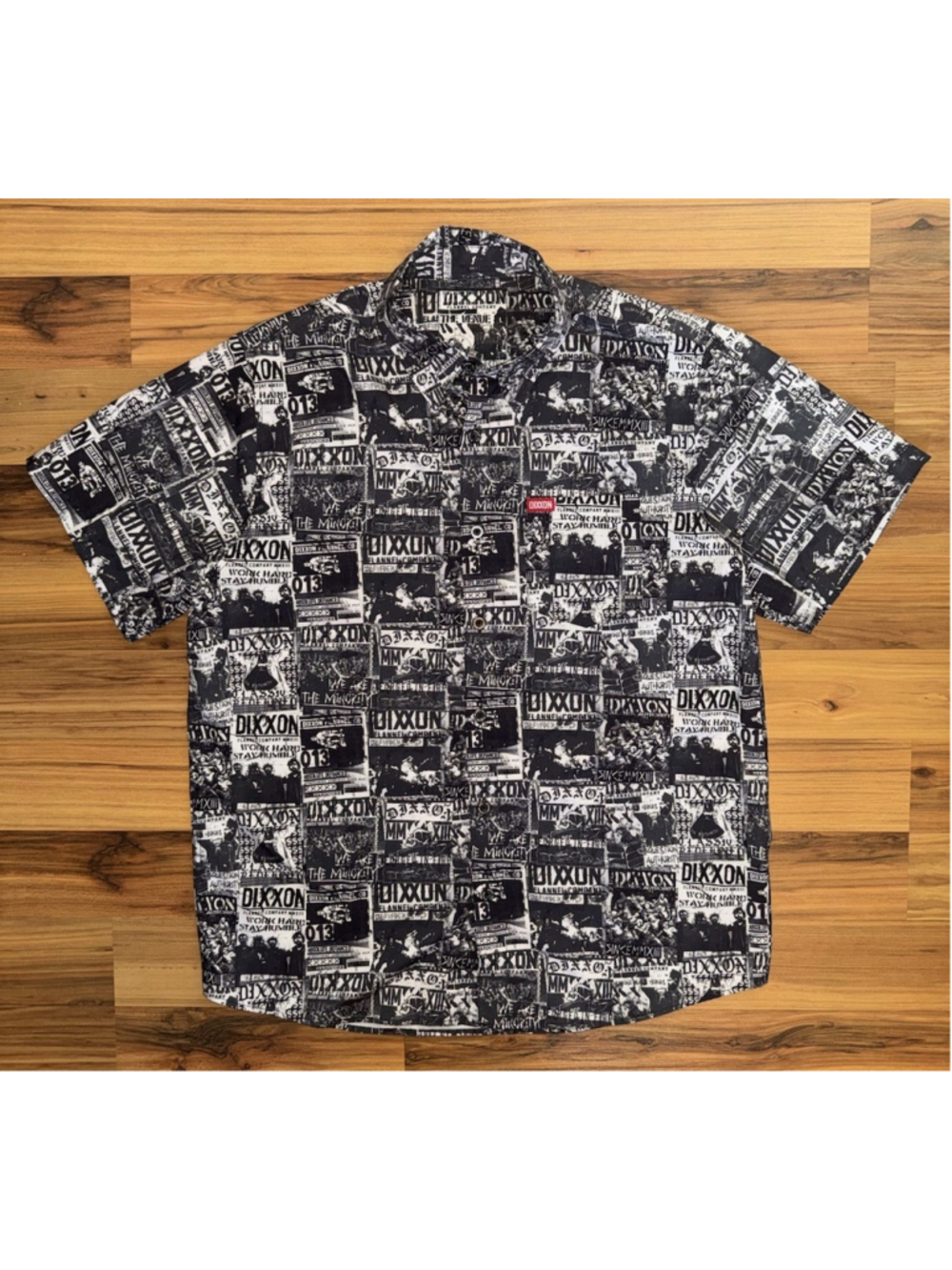 Dixxon Flannel The Venue AOP Punk Hardcore Graphic Collage Button Up Shirt Large
